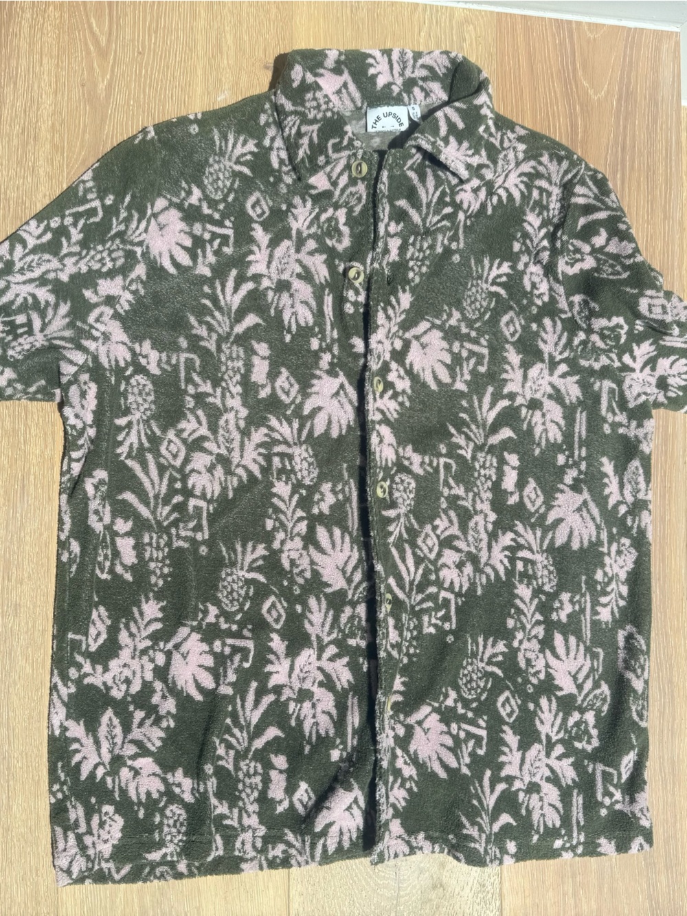 The Upside Cocos Stella Terry Cloth Shirt in olive green
